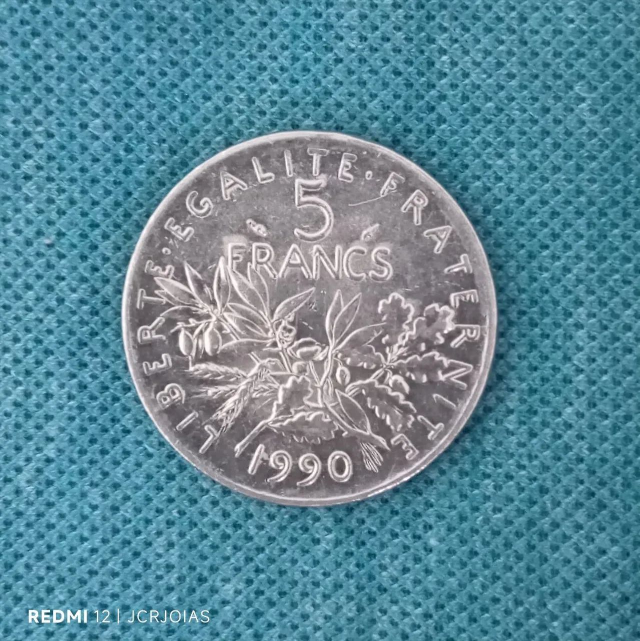 Moeda francesa 5 francos 1990