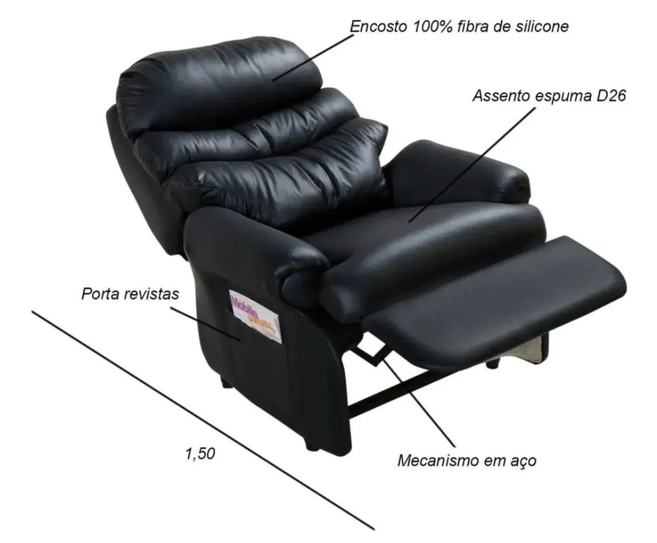 Poltrona Reclinável estética cílios Barão courino com assento - Foto 5