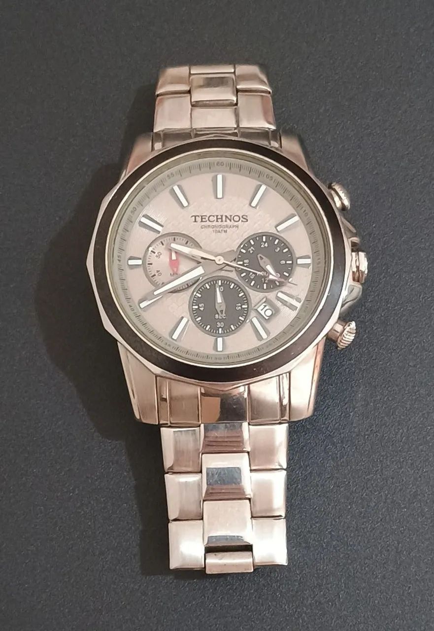 Relógio Antigo Technos Chronograph Original Aço Inox - Funcionando Perfeitamente - Foto 2