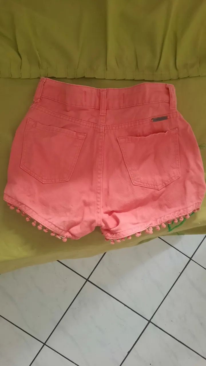 Short feminino rosa com pompons - Foto 2