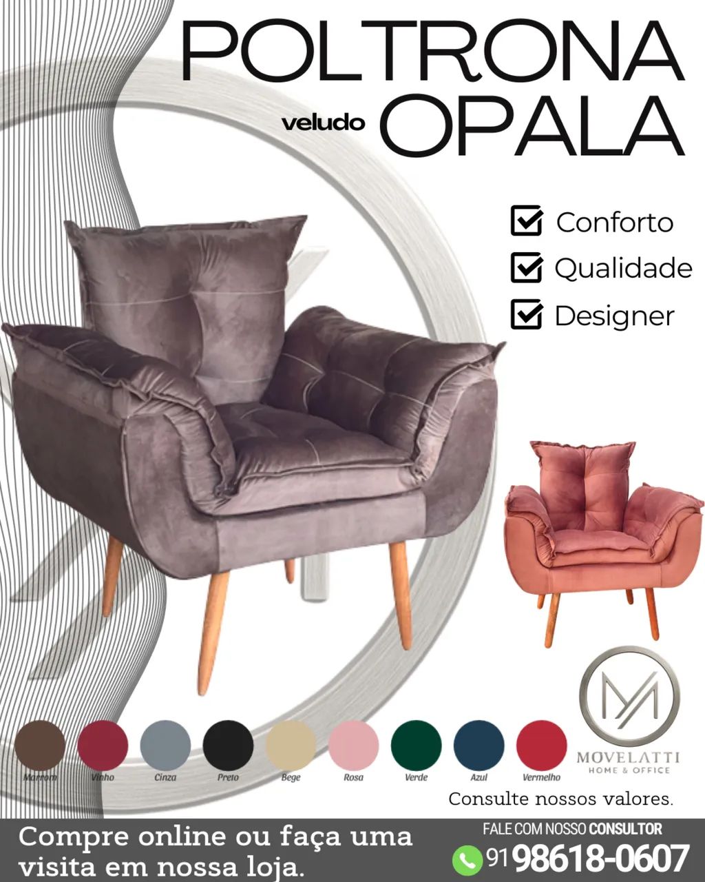 Poltrona opala veludo 