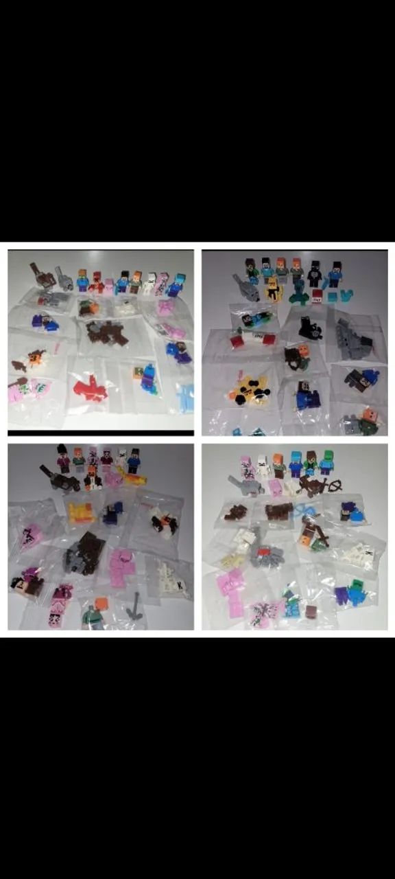 Kit c 12 persongens 10 Minecraft e 2 aleatórios novos (compatíveis c Lego)