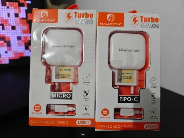 Carregador Turbo 15W H'MASTON - Micro e Tipo-C