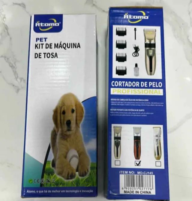 kit Máquina Sem Fio Tosador Pet Cães e Gatos 4 Pentes + Acessórios 