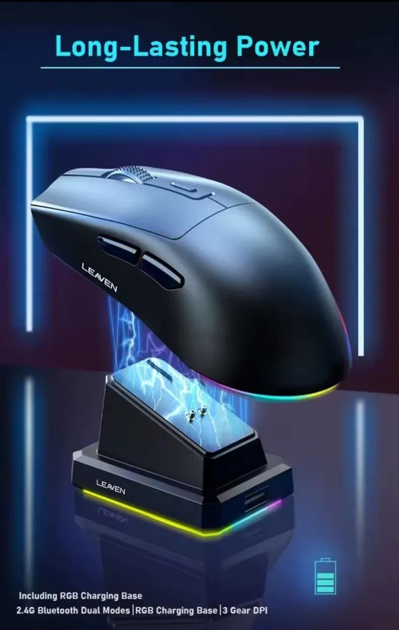 Mouse sem recarregável com base.