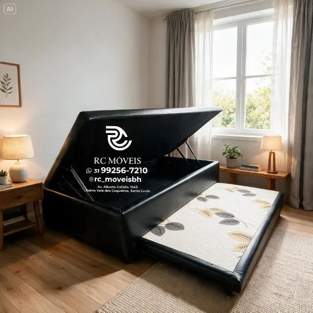 Cama Box Baú Solteiro com Auxiliar 88x1,88 D33 Suede Chocolate - Foto 5