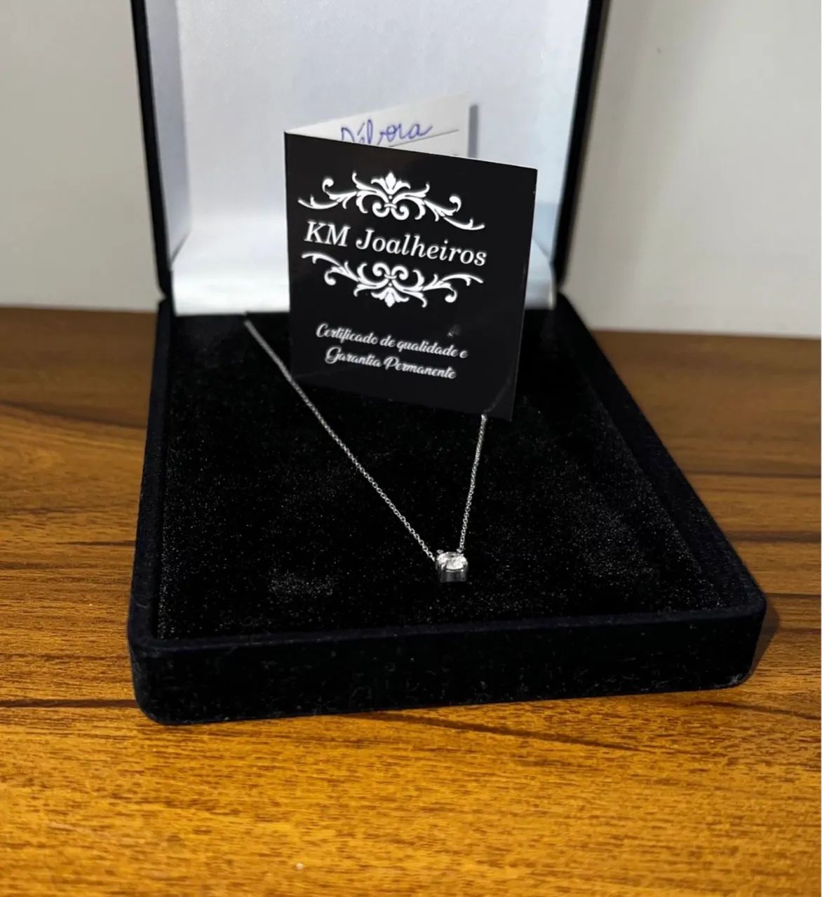 Colar ouro branco com diamante natural - Foto 4