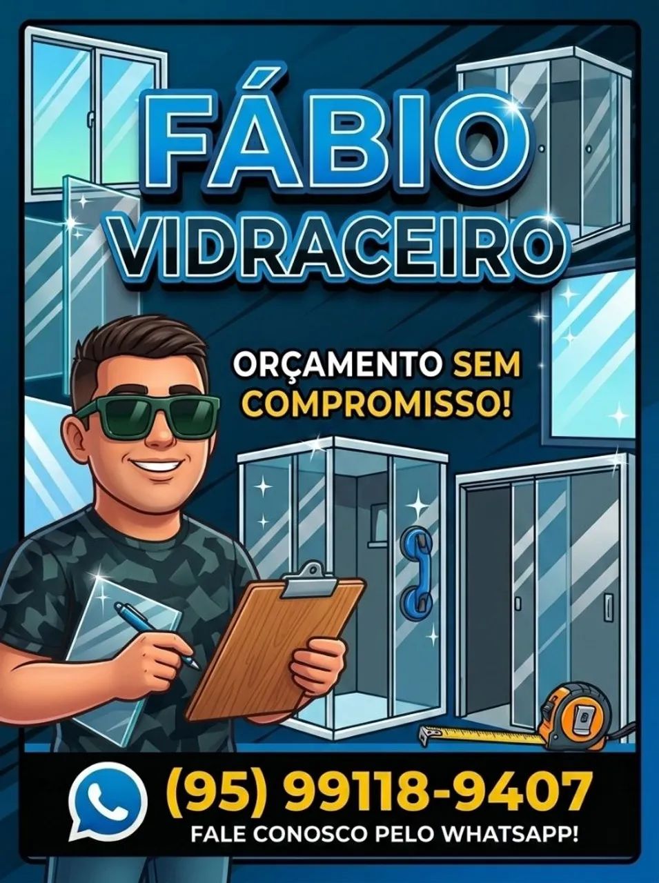 Serviço de instalaçãos em  vidros.