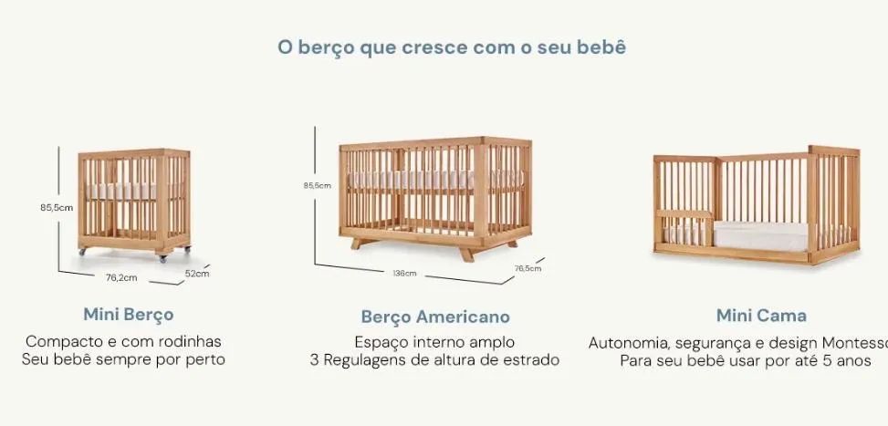 BERÇO EM MADEIRA 3 em 1  - Foto 3
