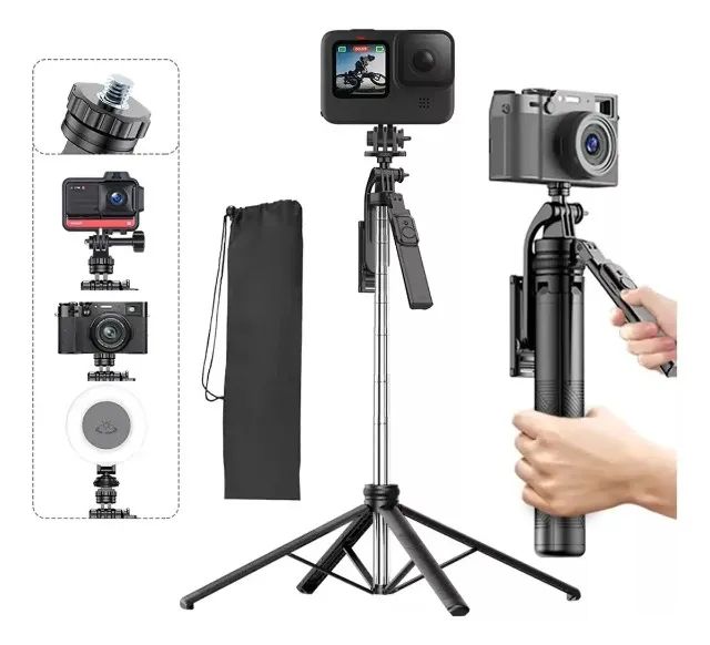 (Novo) Tripé De 180 Cm Para Bastão De Selfie De Celular Portátil