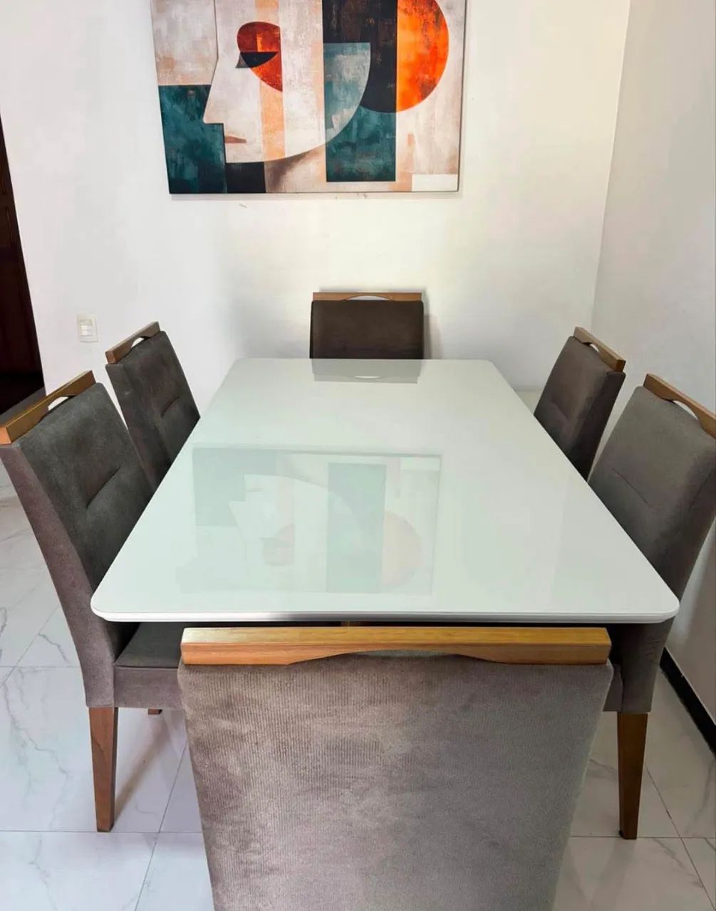 MESA DE JANTAR LUXO COM 6 CADEIRAS NOVA 