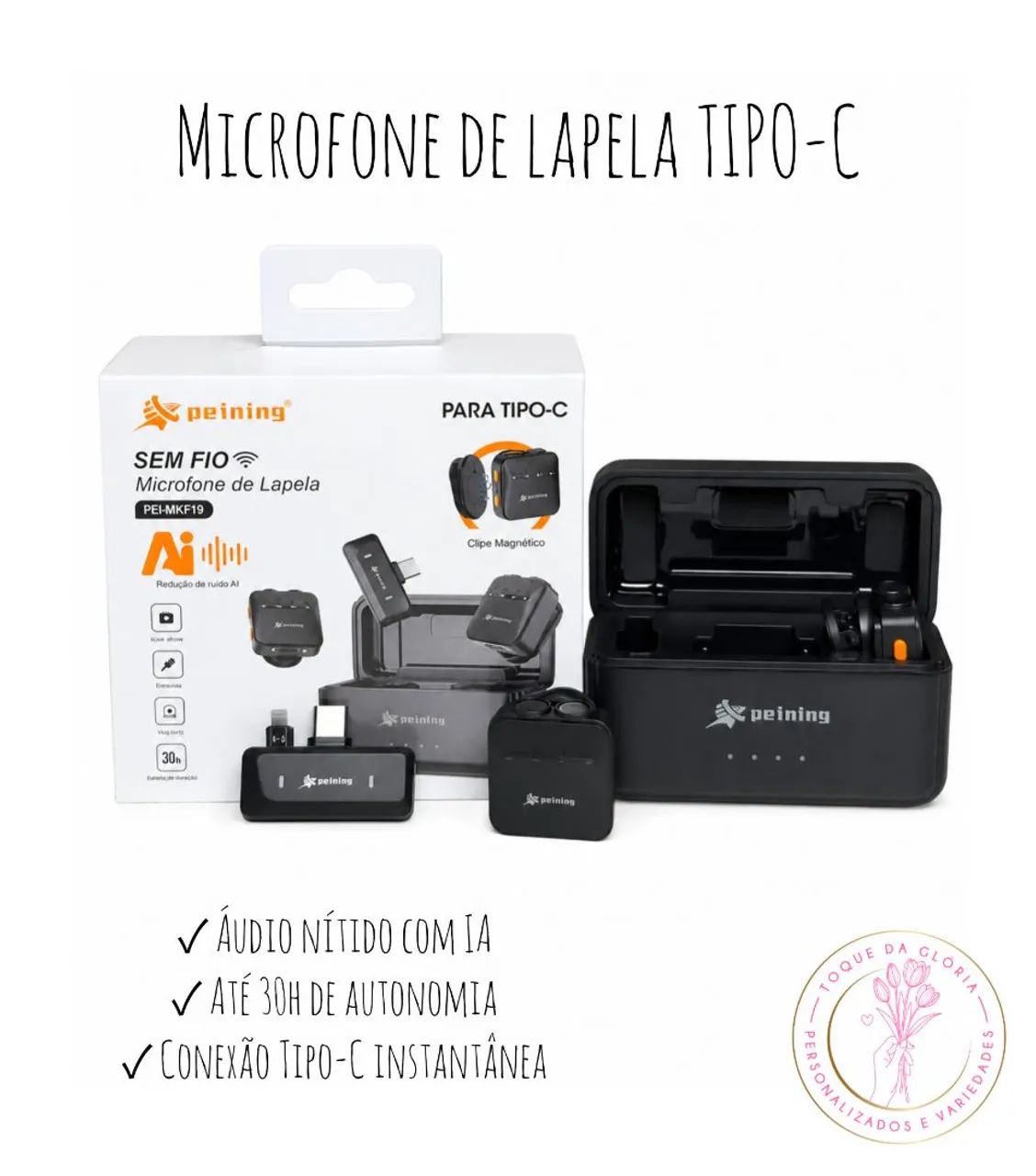 Microfone de lapela TIPO-C 