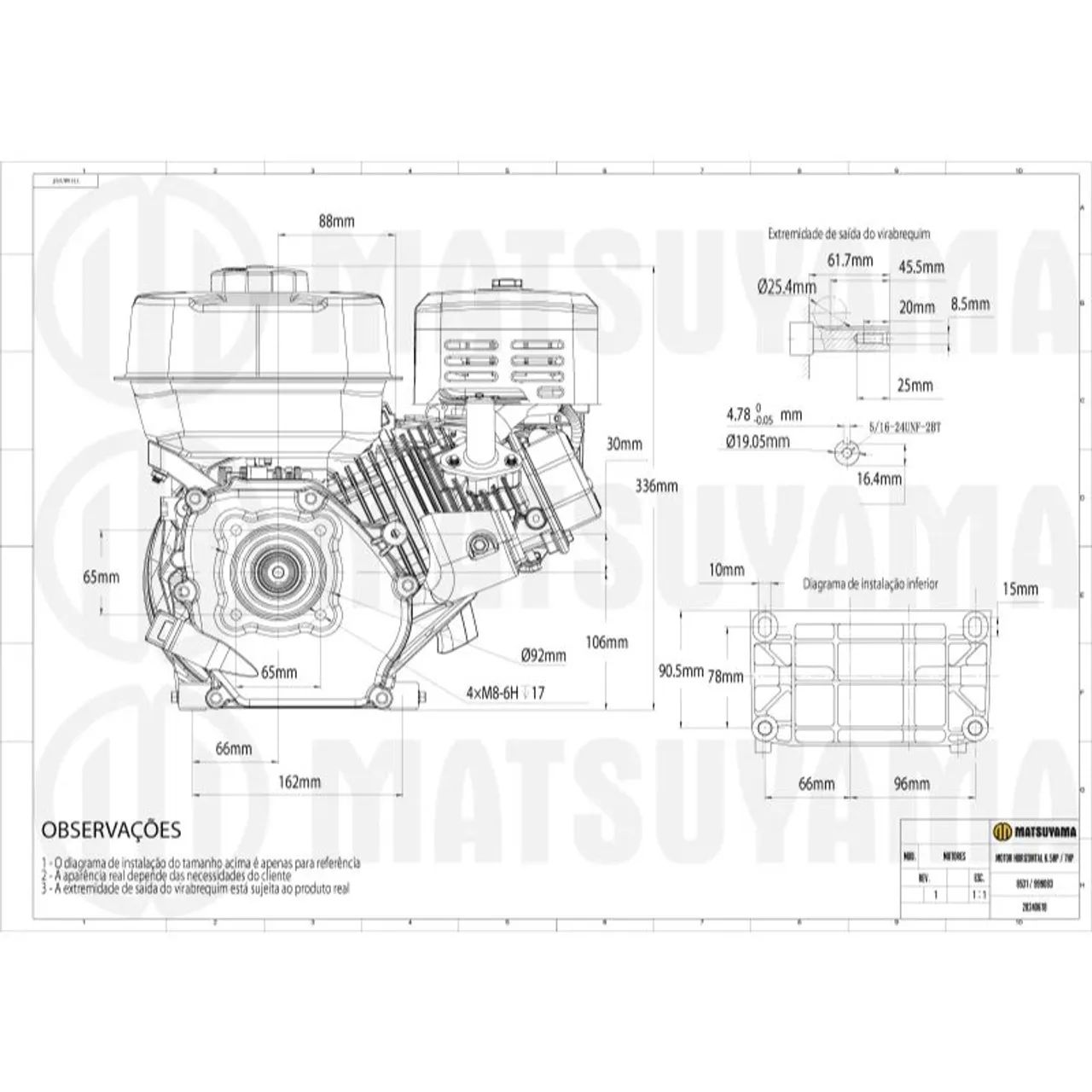 Motor Horizontal A Gasolina 7 Hp - Matsuyama  - Foto 2