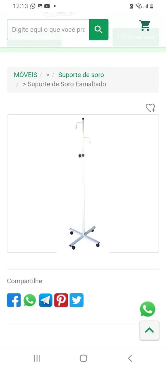 Suporte para soro esmaltado