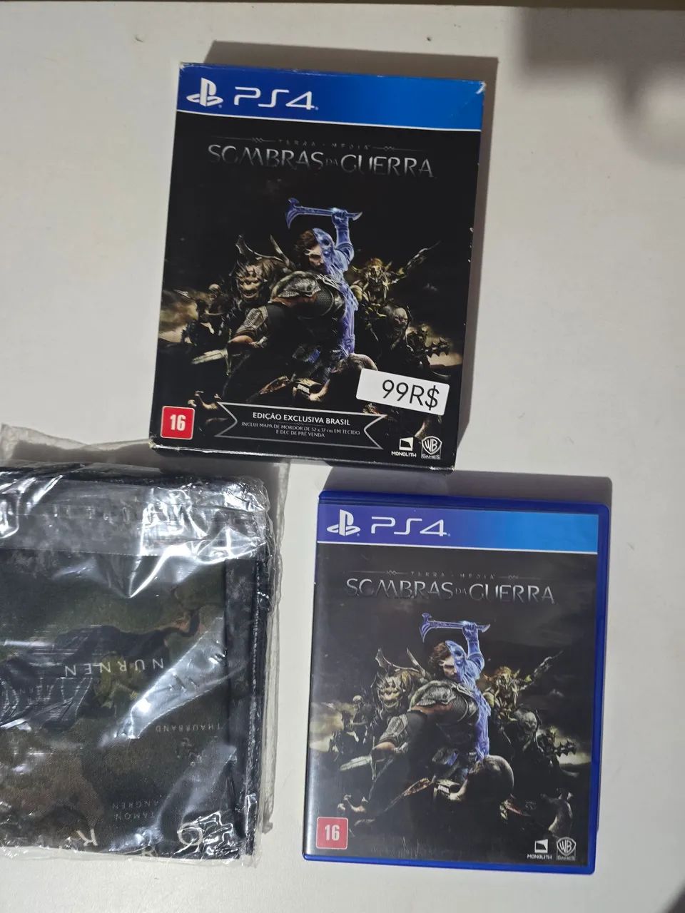 Sombras da Guerra - BOX com mapa de tecido- PS4