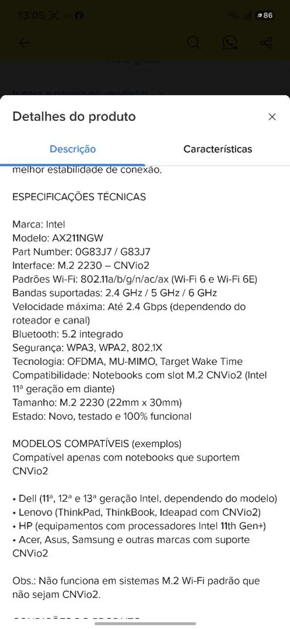 Wi-Fi AX211NGW 2230 CNVIO2  - Foto 3