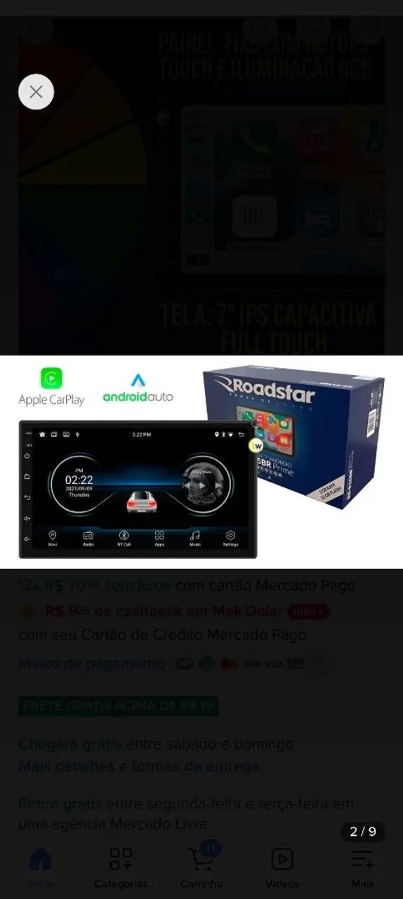 Multimídia Roadstar 815 BR Prime 7 polegadas