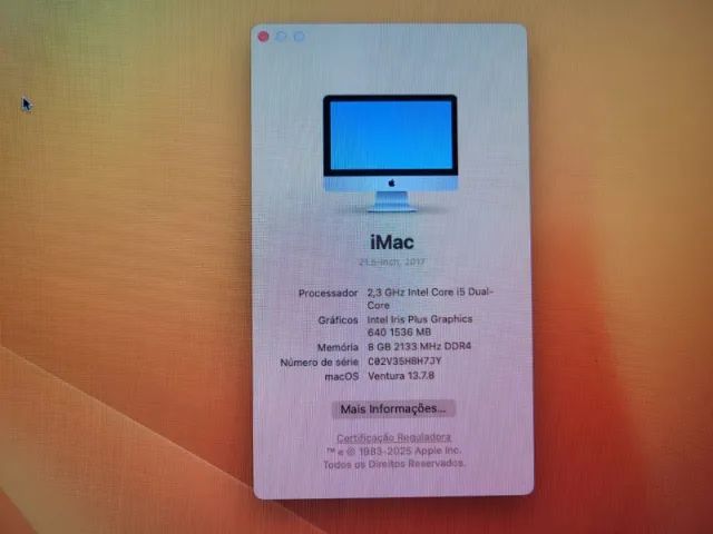 iMac 2017 - 21,5 polegadas (i5/8g/240gb) MacOS Ventura