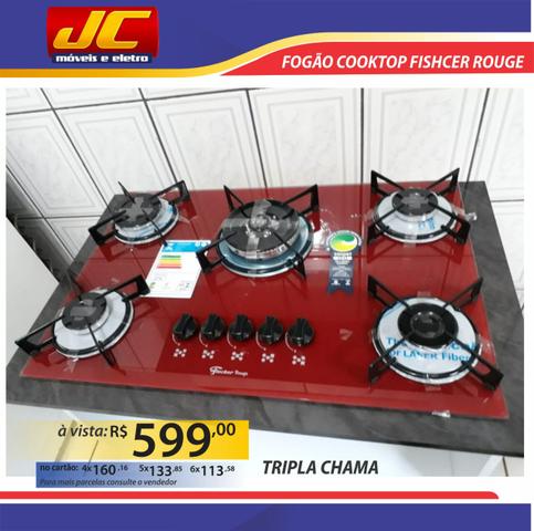 Cooktop 5 bocas fischer vermelho