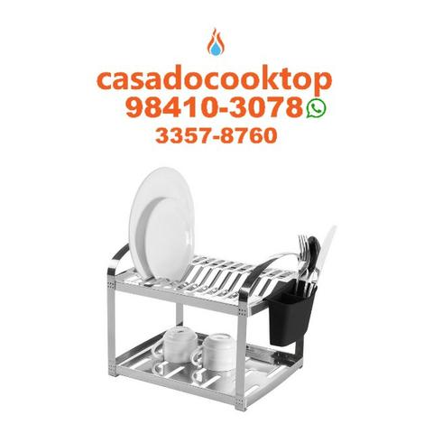 Escorredor Aço Inox 12 Pratos com Escorredor de Talheres Plástico - Suprema - Brinox