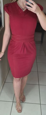 Vestido midi em veludo, cor marsala, tam M *PROMOÇÃO*