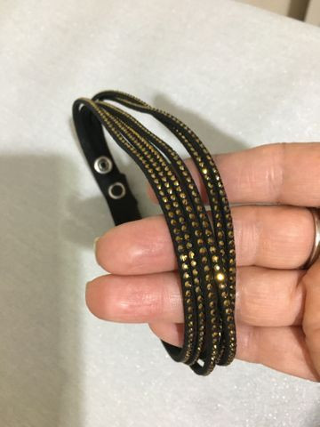Pulseira de couro swarovski - Foto 5