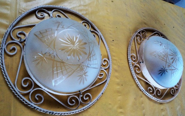 Antigas Luminárias de Teto com Cúpula e Plafonier em Ferro Batido.  - Foto 4