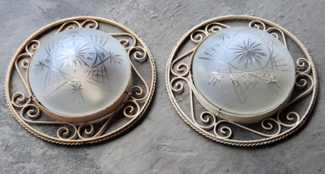 Antigas Luminárias de Teto com Cúpula e Plafonier em Ferro Batido.  - Foto 2