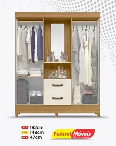 Guarda Roupa 4 Portas 2 Gavetas Espelho Direto da Fabrica Fazemos Entrega - Foto 2