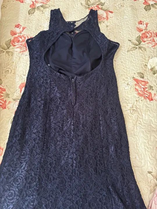 Vestido Longo Azul de Renda - Foto 4