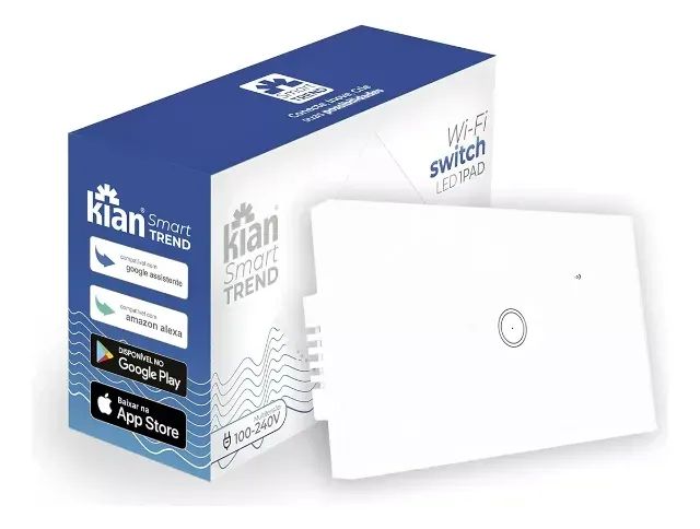 Interruptor Inteligente 1 Via Touch Branco Wi-fi Switch Kian