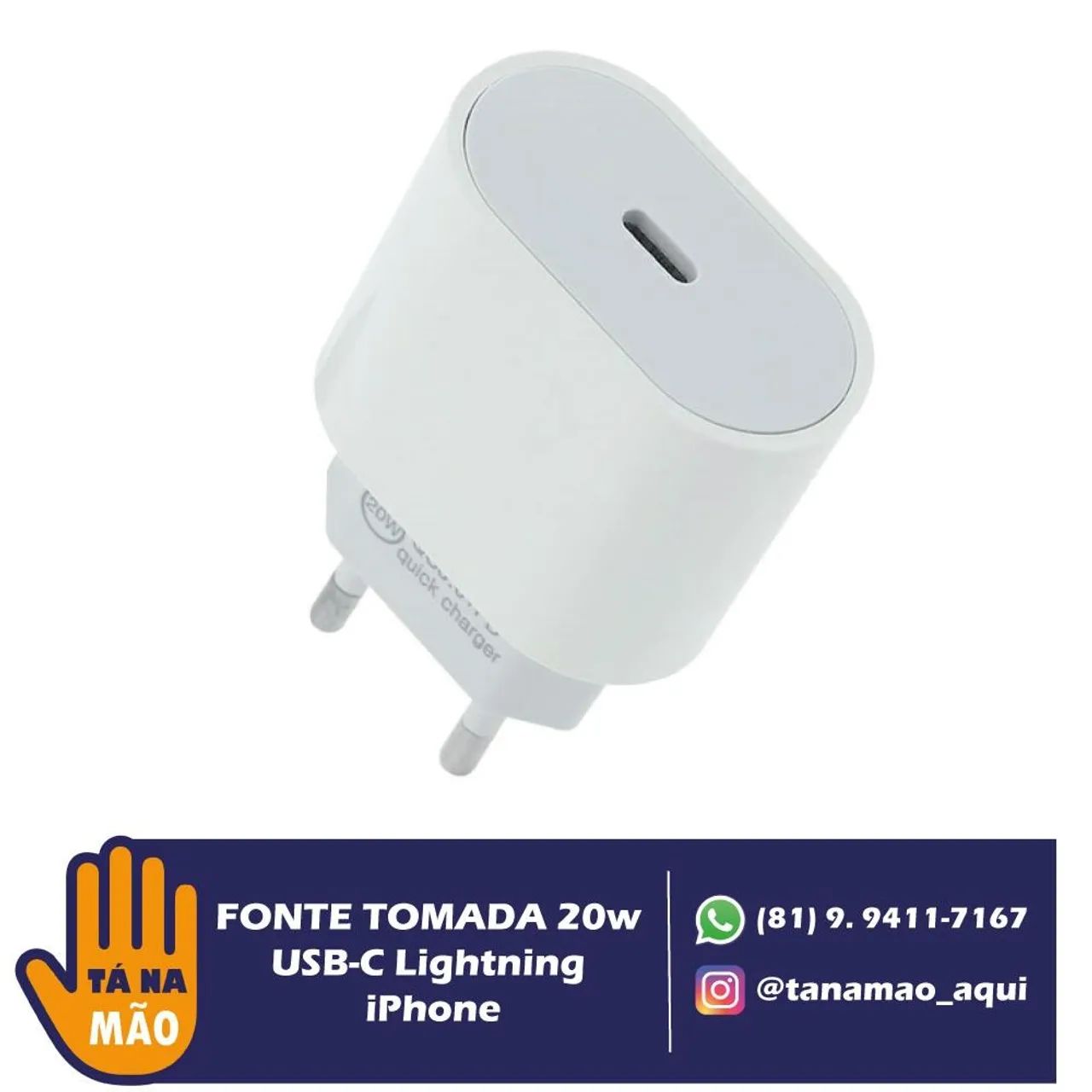 Fonte tomada 20w tipo C/Lightining - iPhone 