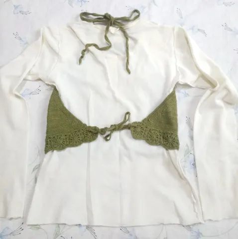 NOVO = cropped crochê P verde - Foto 4