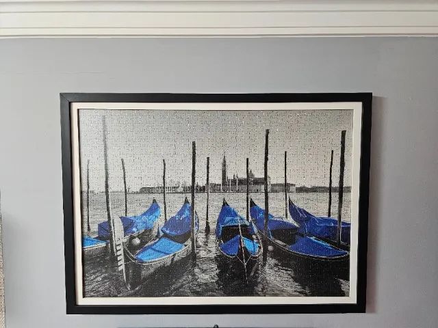 Quadro Puzzle Grow Gôndolas de Veneza 1000 Peças Com Moldura Premium e Vidro Fosco Anti Re - Foto 3