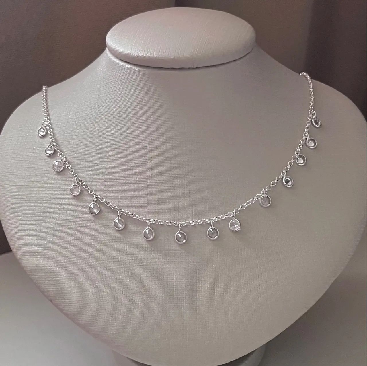 Gargantilha com Pingentes zircônia de Prata 925 - Foto 3