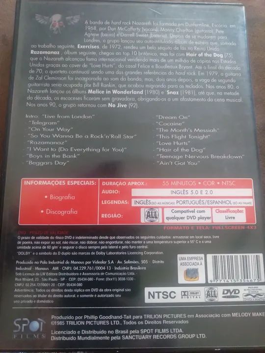 DVD da banda Nazareth  - Foto 2