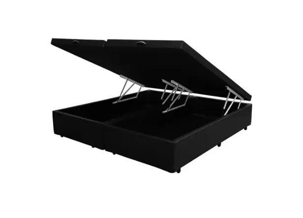 Base Box Baú Blindado Queen Bipartido Sintético 41x158x198 - Foto 5