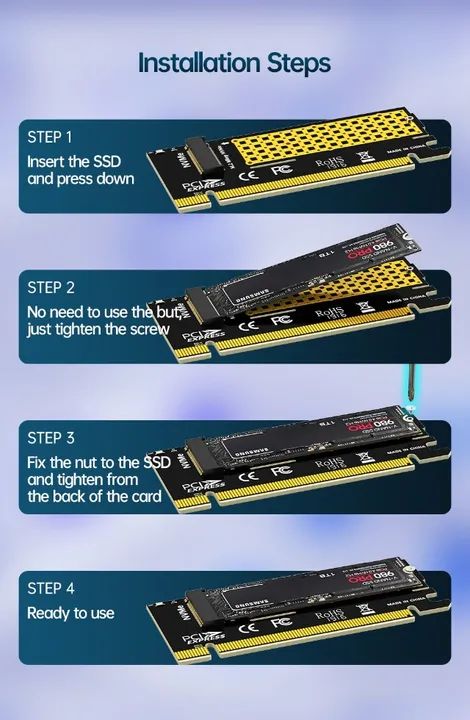 Adaptador Placa Ssd X16 Nvme M.2 Mkey Pci-e 3.0 Express Arduino Automação COD-AM550  - Foto 5