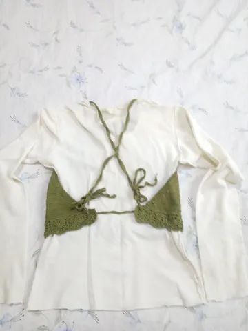 NOVO = cropped crochê P verde - Foto 5