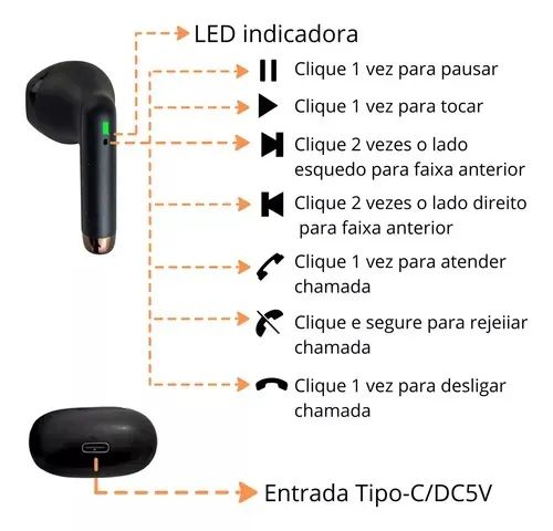Fone Ouvido Sem Fio Tws Bluetooth Kd771 Cor Preto/vermelho - Loja Natan Abreu  - Foto 2