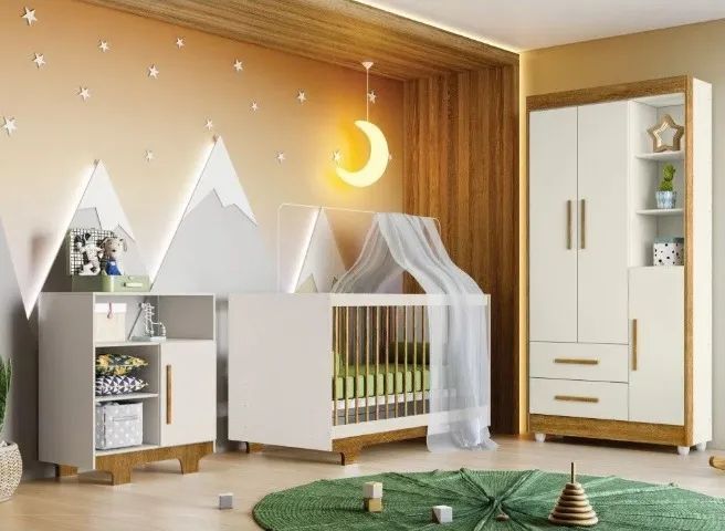 Kit Completo Dormitório Infantil - Roupeiro / Berço / Colchão / Cômoda. Entregamos.