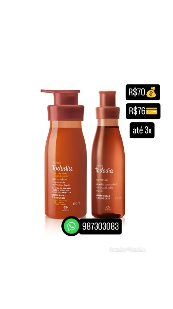 KIT HIDRATANTE NATURA + BODY SPLASH  JAMBO ROSA E FLOR DE CAJÚ