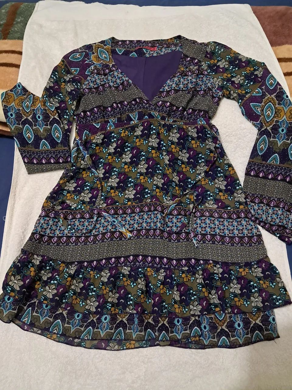 Vestido estampado manga longa