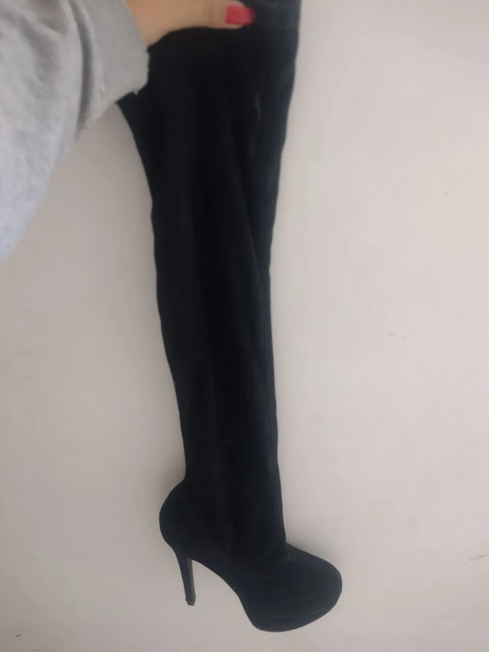 Bota Over Knee Preta Salto Alto