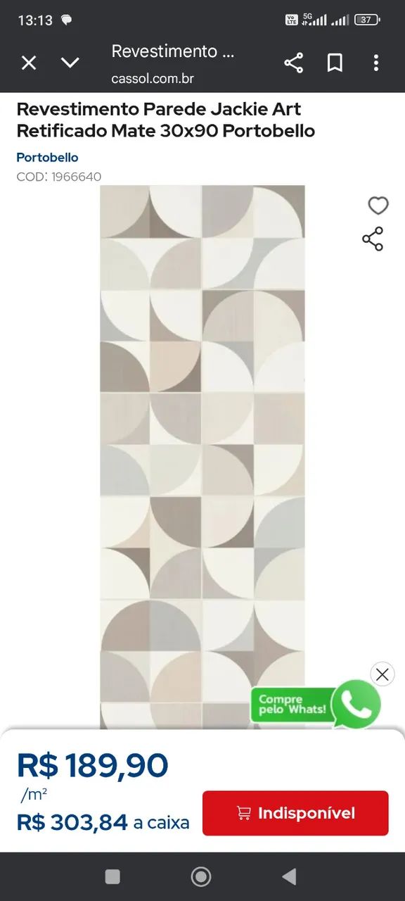 Revestimento Parede Portobello64840780608003121