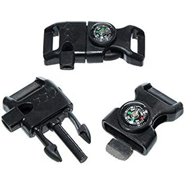 Fivela Fecho 4 X 1 Apito Pederneira Lâmina Bússola Paracord