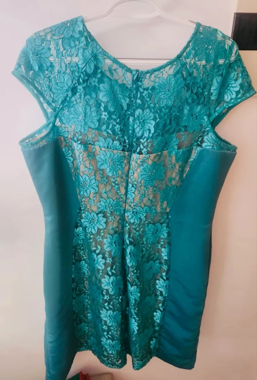 VESTIDO C/RENDA E CETIM - Foto 2