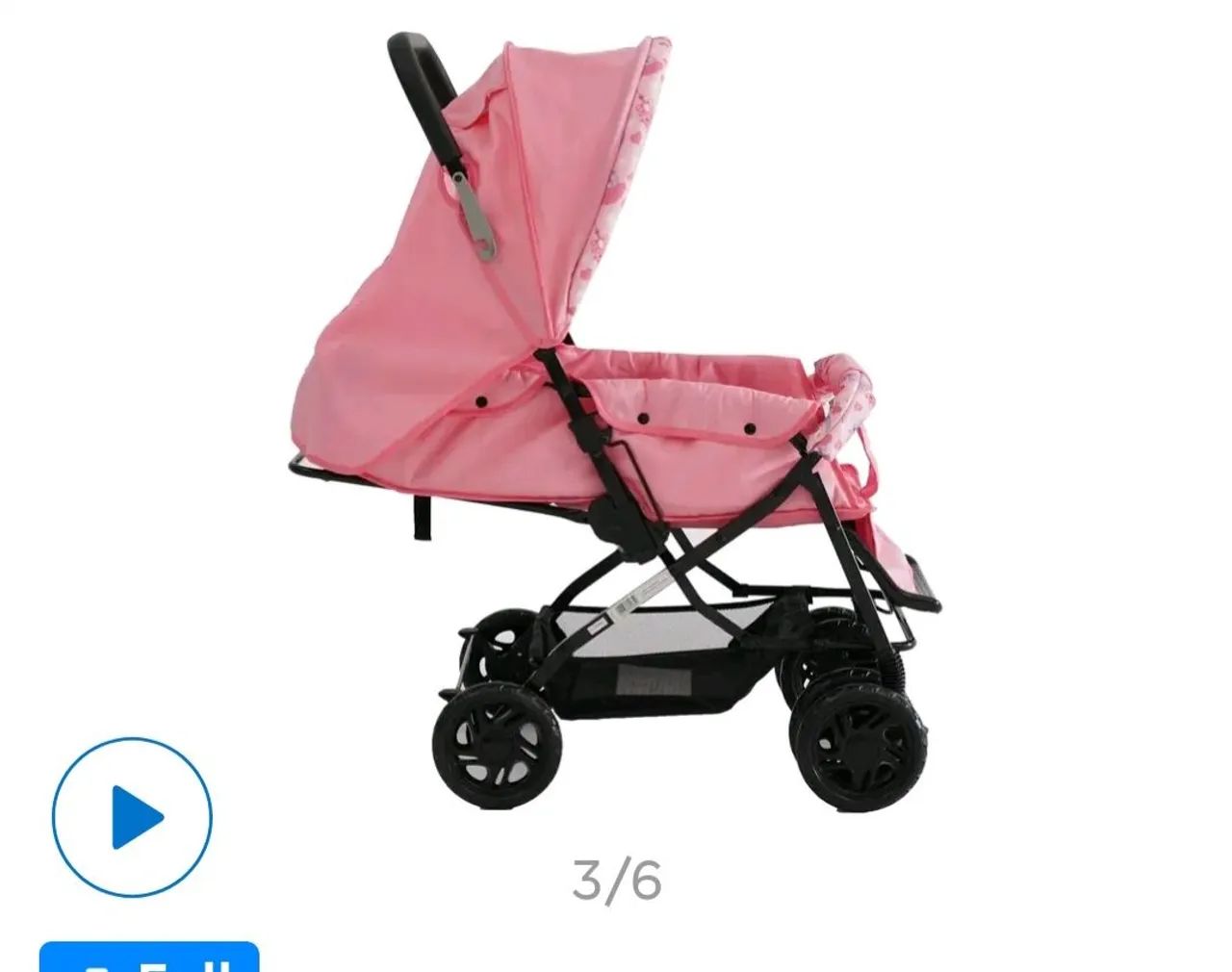 Carrinho de Bebê Dobrável Rosa - Foto 4