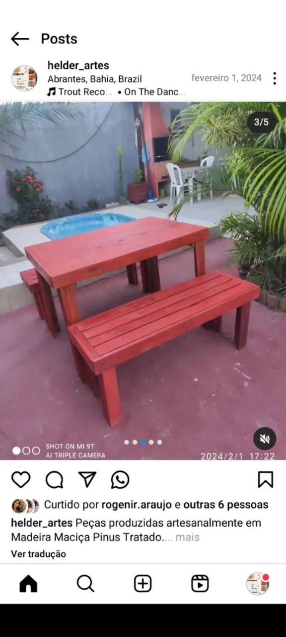 Mesa com bancos - Foto 2