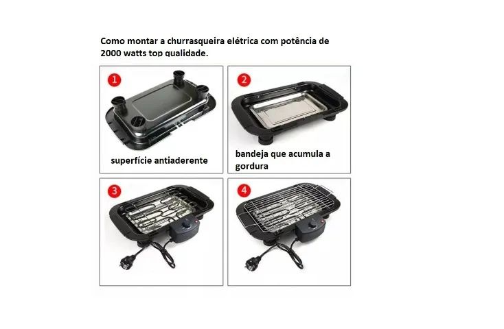 Churrasqueira Elétrica Sem Fumaça Grelhador De Mesa Portátil 2000 watts - Foto 4